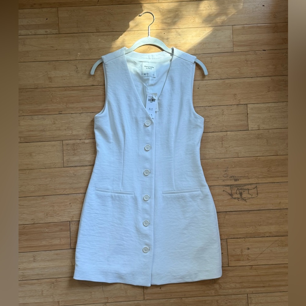 Abercrombie & Fitch Cream Button-Front Mini Dress